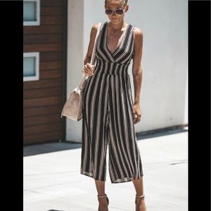 VICI SMOCKED JUMPSUIT - BLACK, MOCHA & OFF WHITE